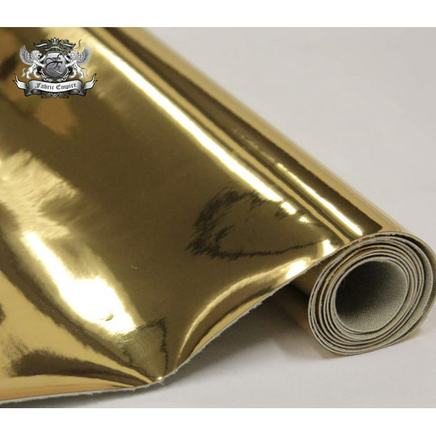GOLD HOLOGRAM Chrome Vinyl Upholstery Plain Glossy Fabric GOLD 54" Wide BTY